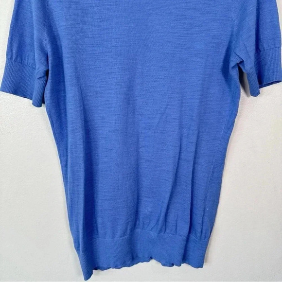 Banana Republic Womens Size Medium Vneck Button Short Sleeve Blue Cardigan - Picture 13 of 14